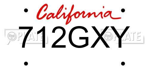 712GXY California License Plate