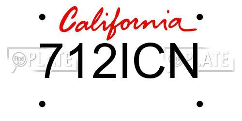 712ICN California License Plate