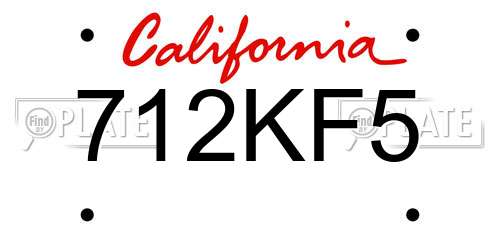 712KF5 California License Plate