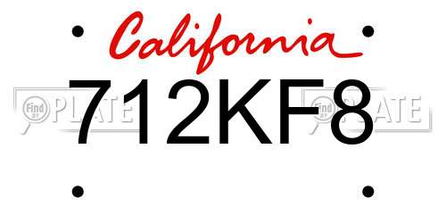 712KF8 California License Plate