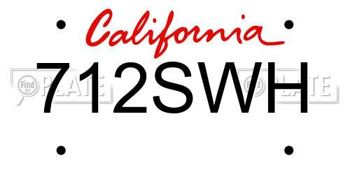 712SWH California License Plate