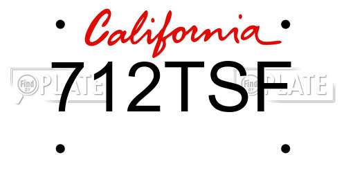 712TSF California License Plate