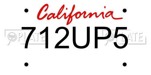 712UP5 California License Plate