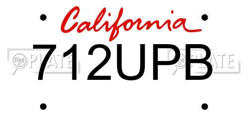 712UPB California License Plate
