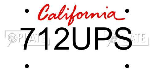 712UPS California License Plate