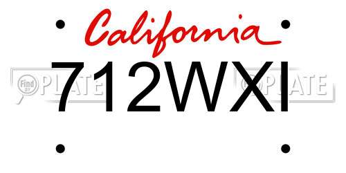 712WXI California License Plate
