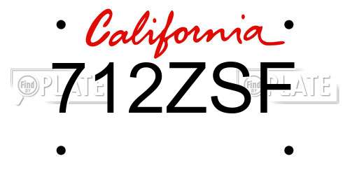 712ZSF California License Plate