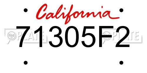 71305F2 California License Plate