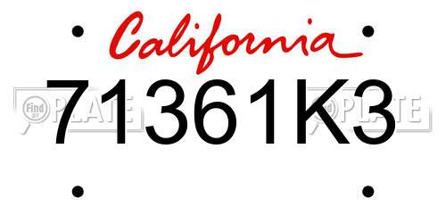 71361K3 California License Plate