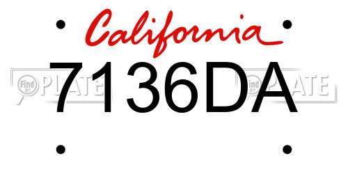 7136DA California License Plate