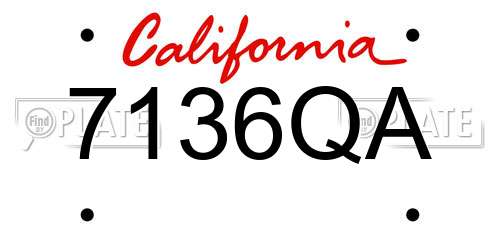 7136QA California License Plate