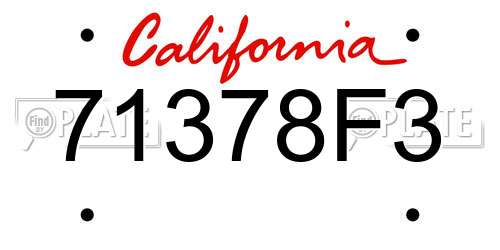 71378F3 California License Plate