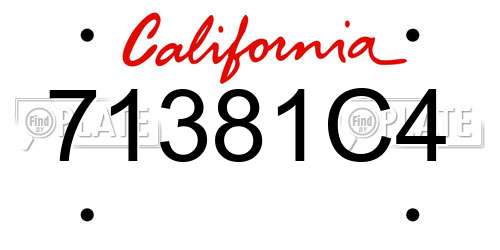 71381C4 California License Plate