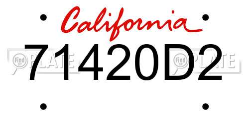 71420D2 California License Plate