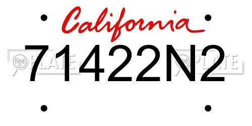 71422N2 California License Plate