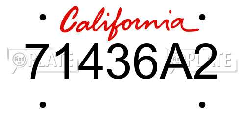 71436A2 California License Plate