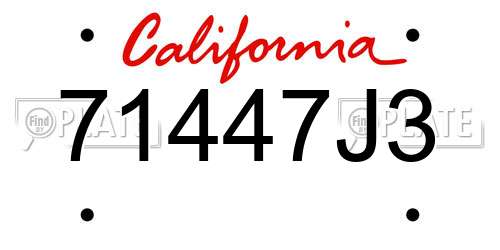 71447J3 California License Plate