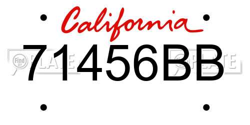 71456BB California License Plate