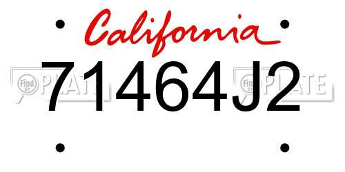 71464J2 California License Plate