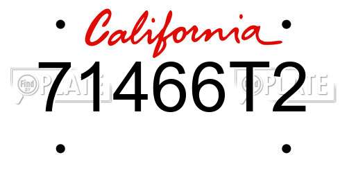 71466T2 California License Plate