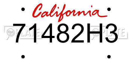 71482H3 California License Plate