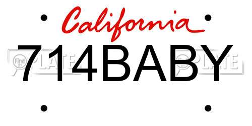 714BABY California License Plate