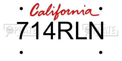 714RLN California License Plate