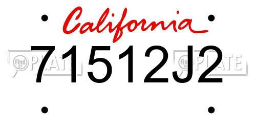 71512J2 California License Plate