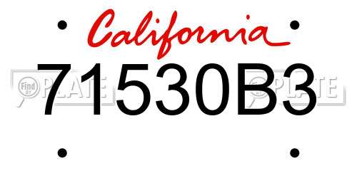 71530B3 California License Plate