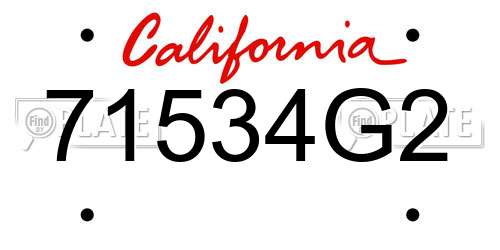 71534G2 California License Plate