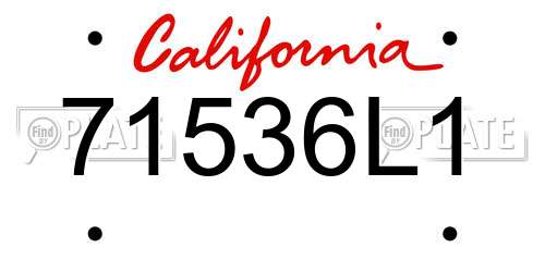 71536L1 California License Plate