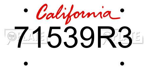 71539R3 California License Plate