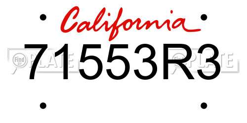 71553R3 California License Plate
