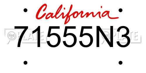 71555N3 California License Plate