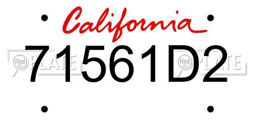 71561D2 California License Plate