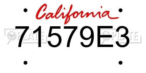 71579E3 California License Plate