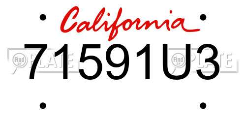 71591U3 California License Plate