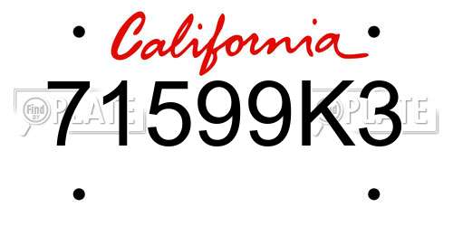 71599K3 California License Plate