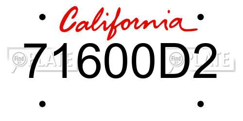 71600D2 California License Plate