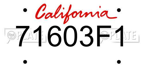 71603F1 California License Plate