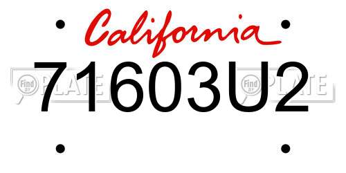 71603U2 California License Plate