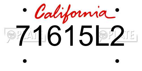 71615L2 California License Plate