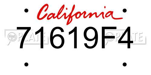71619F4 California License Plate