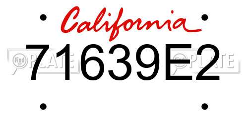 71639E2 California License Plate