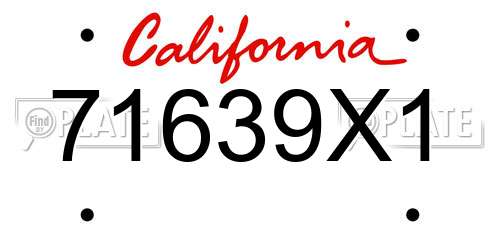 71639X1 California License Plate