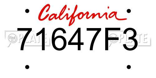71647F3 California License Plate