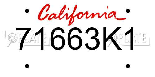 71663K1 California License Plate