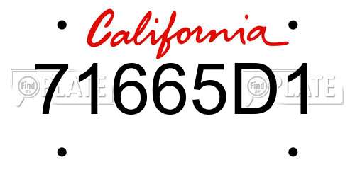 71665D1 California License Plate