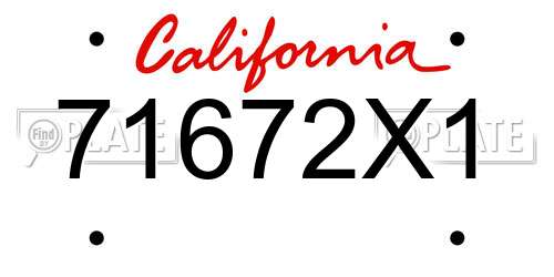 71672X1 California License Plate