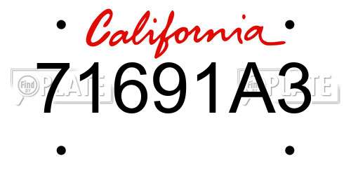 71691A3 California License Plate